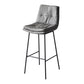 Contemporary Metal Leather Bar Stools Indoor Barstool with Iron Legs and Footrest Dark Gray 1 Piece Bar Stool(30"H) Clearhalo 'Bar Furniture' 'Bar Stools' 'bar_stools' 'furn' 'furn_bar_stools' 'furniture_bar_stools' 'Kitchen & Dining Furniture' 'kitchen&dining_furn' 'kitchen' 'kitchen_furn' Furniture' 4654492