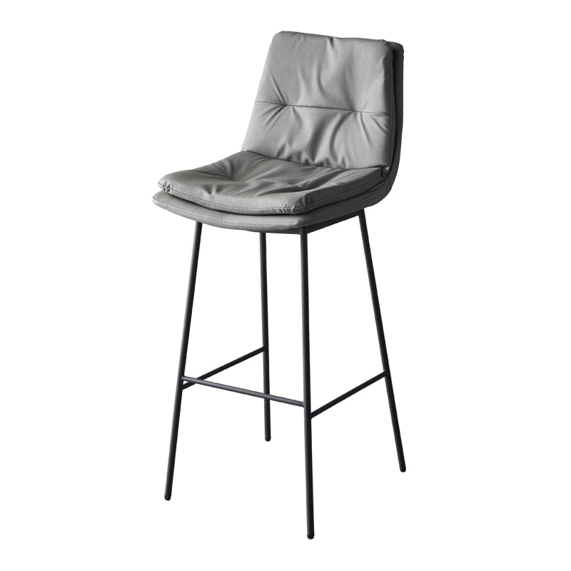 Contemporary Metal Leather Bar Stools Indoor Barstool with Iron Legs and Footrest Dark Gray 1 Piece Bar Stool(30"H) Clearhalo 'Bar Furniture' 'Bar Stools' 'bar_stools' 'furn' 'furn_bar_stools' 'furniture_bar_stools' 'Kitchen & Dining Furniture' 'kitchen&dining_furn' 'kitchen' 'kitchen_furn' Furniture' 4654492