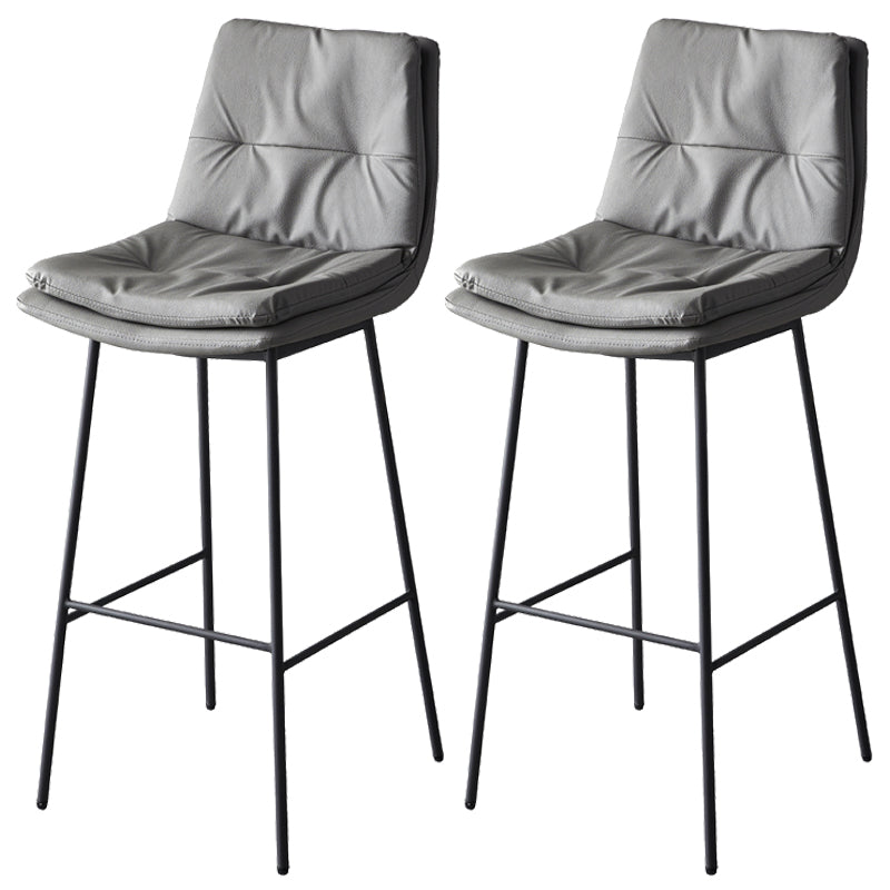 Contemporary Metal Leather Bar Stools Indoor Barstool with Iron Legs and Footrest Dark Gray 2 Piece Set Bar Stool(30"H) Clearhalo 'Bar Furniture' 'Bar Stools' 'bar_stools' 'furn' 'furn_bar_stools' 'furniture_bar_stools' 'Kitchen & Dining Furniture' 'kitchen&dining_furn' 'kitchen' 'kitchen_furn' Furniture' 4654493