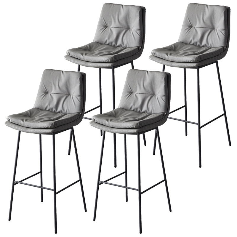 Contemporary Metal Leather Bar Stools Indoor Barstool with Iron Legs and Footrest Dark Gray 4 Piece Set Bar Stool(30"H) Clearhalo 'Bar Furniture' 'Bar Stools' 'bar_stools' 'furn' 'furn_bar_stools' 'furniture_bar_stools' 'Kitchen & Dining Furniture' 'kitchen&dining_furn' 'kitchen' 'kitchen_furn' Furniture' 4654494