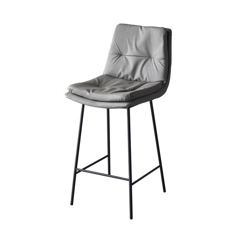 Contemporary Metal Leather Bar Stools Indoor Barstool with Iron Legs and Footrest Dark Gray 1 Piece Counter Stool(26"H) Clearhalo 'Bar Furniture' 'Bar Stools' 'bar_stools' 'furn' 'furn_bar_stools' 'furniture_bar_stools' 'Kitchen & Dining Furniture' 'kitchen&dining_furn' 'kitchen' 'kitchen_furn' Furniture' 4654495