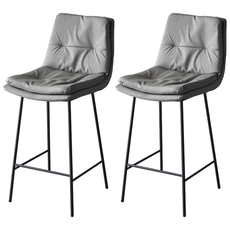 Contemporary Metal Leather Bar Stools Indoor Barstool with Iron Legs and Footrest Dark Gray 2 Piece Set Counter Stool(26"H) Clearhalo 'Bar Furniture' 'Bar Stools' 'bar_stools' 'furn' 'furn_bar_stools' 'furniture_bar_stools' 'Kitchen & Dining Furniture' 'kitchen&dining_furn' 'kitchen' 'kitchen_furn' Furniture' 4654496
