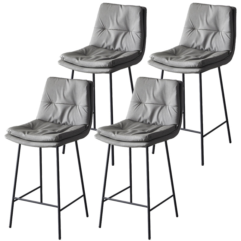 Contemporary Metal Leather Bar Stools Indoor Barstool with Iron Legs and Footrest Dark Gray 4 Piece Set Counter Stool(26"H) Clearhalo 'Bar Furniture' 'Bar Stools' 'bar_stools' 'furn' 'furn_bar_stools' 'furniture_bar_stools' 'Kitchen & Dining Furniture' 'kitchen&dining_furn' 'kitchen' 'kitchen_furn' Furniture' 4654497