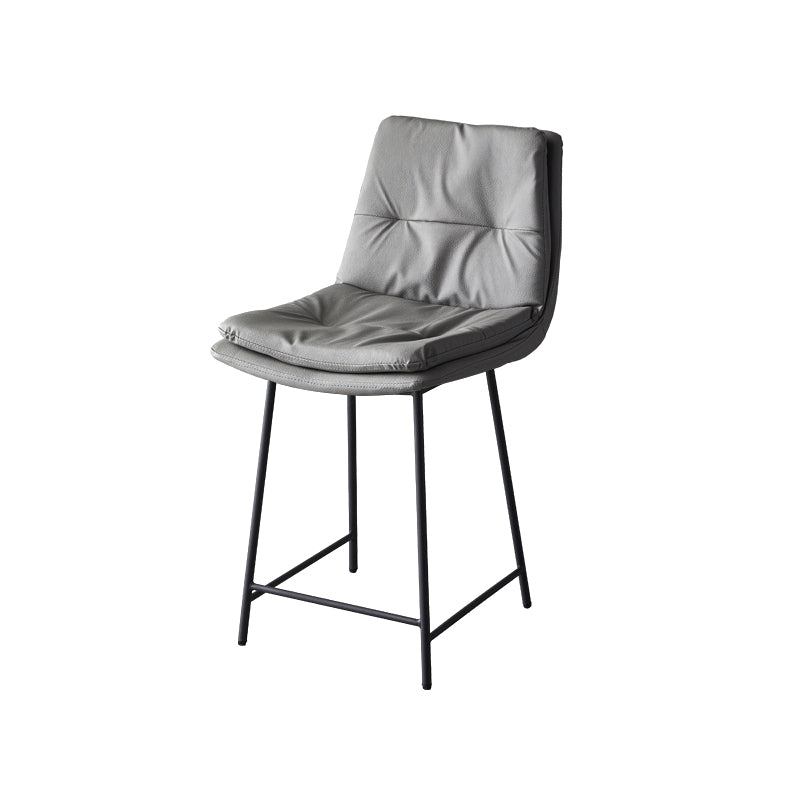 Contemporary Metal Leather Bar Stools Indoor Barstool with Iron Legs and Footrest Dark Gray 1 Piece Short Stool(22"H) Clearhalo 'Bar Furniture' 'Bar Stools' 'bar_stools' 'furn' 'furn_bar_stools' 'furniture_bar_stools' 'Kitchen & Dining Furniture' 'kitchen&dining_furn' 'kitchen' 'kitchen_furn' Furniture' 4654498