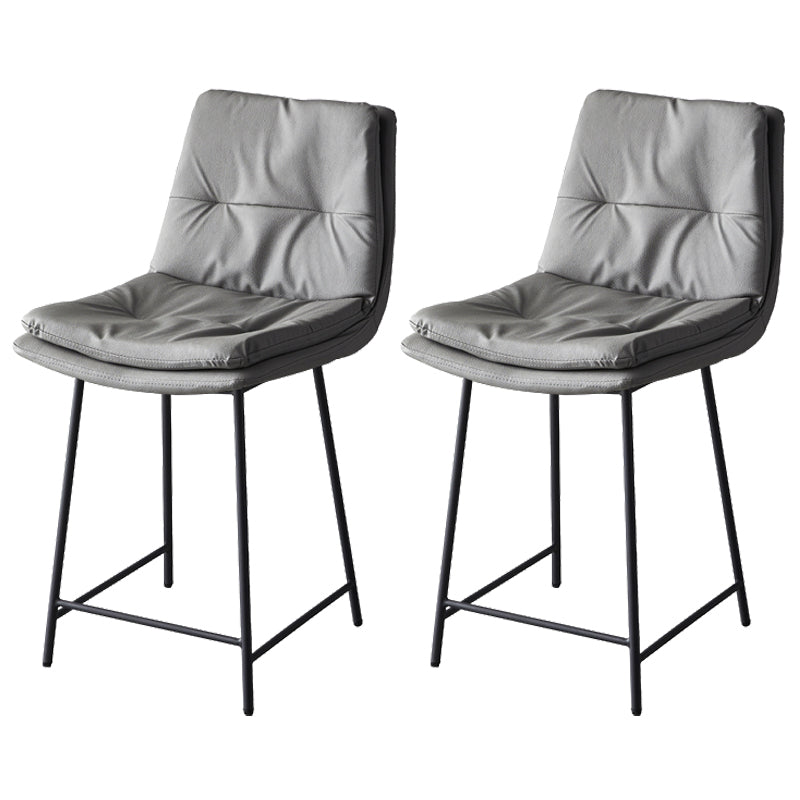 Contemporary Metal Leather Bar Stools Indoor Barstool with Iron Legs and Footrest Dark Gray 2 Piece Set Short Stool(22"H) Clearhalo 'Bar Furniture' 'Bar Stools' 'bar_stools' 'furn' 'furn_bar_stools' 'furniture_bar_stools' 'Kitchen & Dining Furniture' 'kitchen&dining_furn' 'kitchen' 'kitchen_furn' Furniture' 4654499