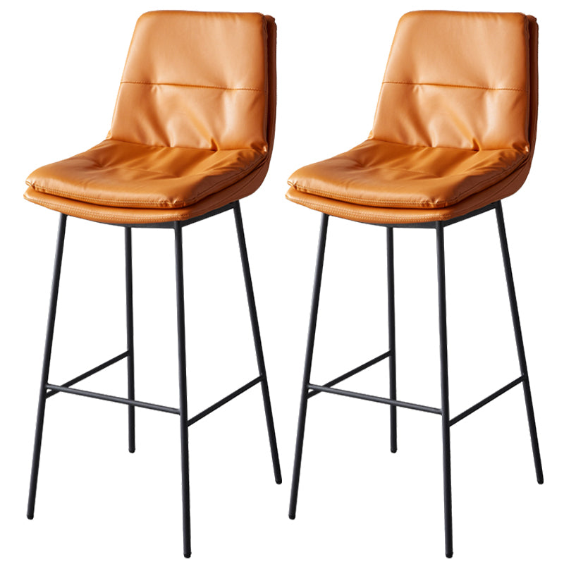 Contemporary Metal Leather Bar Stools Indoor Barstool with Iron Legs and Footrest Orange 2 Piece Set Bar Stool(30"H) Clearhalo 'Bar Furniture' 'Bar Stools' 'bar_stools' 'furn' 'furn_bar_stools' 'furniture_bar_stools' 'Kitchen & Dining Furniture' 'kitchen&dining_furn' 'kitchen' 'kitchen_furn' Furniture' 4654502