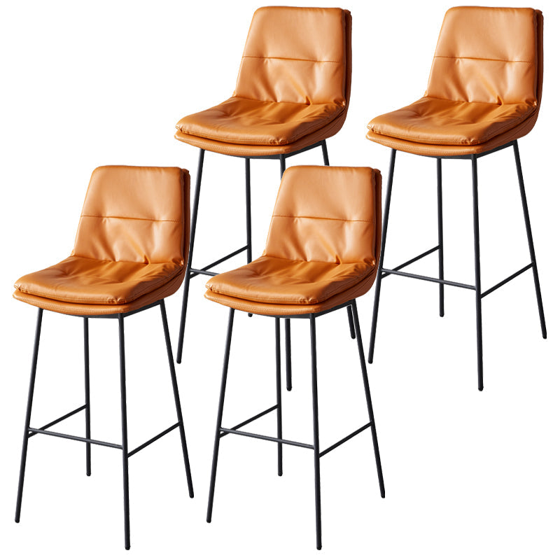Contemporary Metal Leather Bar Stools Indoor Barstool with Iron Legs and Footrest Orange 4 Piece Set Bar Stool(30"H) Clearhalo 'Bar Furniture' 'Bar Stools' 'bar_stools' 'furn' 'furn_bar_stools' 'furniture_bar_stools' 'Kitchen & Dining Furniture' 'kitchen&dining_furn' 'kitchen' 'kitchen_furn' Furniture' 4654503