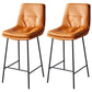 Contemporary Metal Leather Bar Stools Indoor Barstool with Iron Legs and Footrest Orange 2 Piece Set Counter Stool(26"H) Clearhalo 'Bar Furniture' 'Bar Stools' 'bar_stools' 'furn' 'furn_bar_stools' 'furniture_bar_stools' 'Kitchen & Dining Furniture' 'kitchen&dining_furn' 'kitchen' 'kitchen_furn' Furniture' 4654505