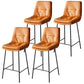 Contemporary Metal Leather Bar Stools Indoor Barstool with Iron Legs and Footrest Orange 4 Piece Set Counter Stool(26"H) Clearhalo 'Bar Furniture' 'Bar Stools' 'bar_stools' 'furn' 'furn_bar_stools' 'furniture_bar_stools' 'Kitchen & Dining Furniture' 'kitchen&dining_furn' 'kitchen' 'kitchen_furn' Furniture' 4654506