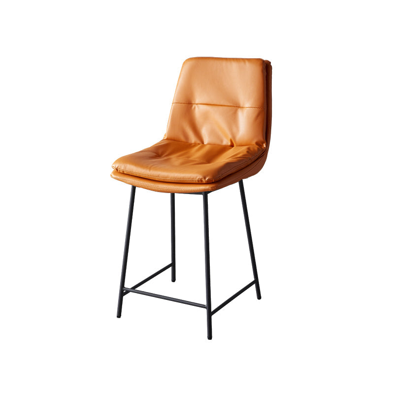 Contemporary Metal Leather Bar Stools Indoor Barstool with Iron Legs and Footrest Orange 1 Piece Short Stool(22"H) Clearhalo 'Bar Furniture' 'Bar Stools' 'bar_stools' 'furn' 'furn_bar_stools' 'furniture_bar_stools' 'Kitchen & Dining Furniture' 'kitchen&dining_furn' 'kitchen' 'kitchen_furn' Furniture' 4654507