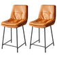 Contemporary Metal Leather Bar Stools Indoor Barstool with Iron Legs and Footrest Orange 2 Piece Set Short Stool(22"H) Clearhalo 'Bar Furniture' 'Bar Stools' 'bar_stools' 'furn' 'furn_bar_stools' 'furniture_bar_stools' 'Kitchen & Dining Furniture' 'kitchen&dining_furn' 'kitchen' 'kitchen_furn' Furniture' 4654508