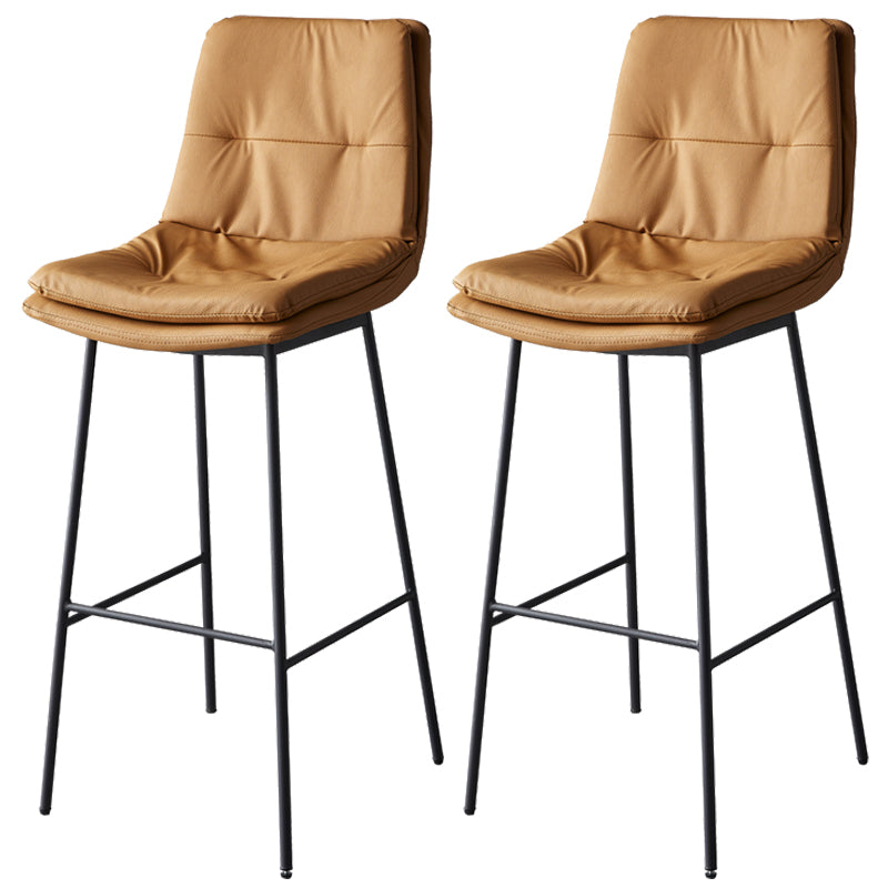 Contemporary Metal Leather Bar Stools Indoor Barstool with Iron Legs and Footrest Brown 2 Piece Set Bar Stool(30"H) Clearhalo 'Bar Furniture' 'Bar Stools' 'bar_stools' 'furn' 'furn_bar_stools' 'furniture_bar_stools' 'Kitchen & Dining Furniture' 'kitchen&dining_furn' 'kitchen' 'kitchen_furn' Furniture' 4654511