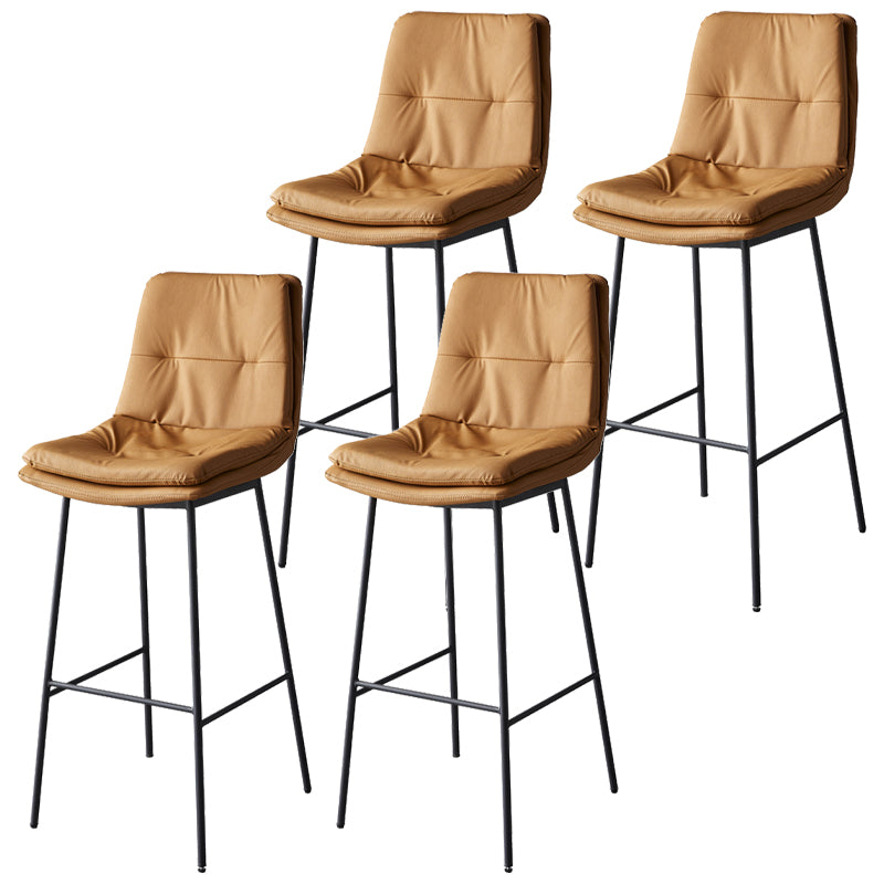 Contemporary Metal Leather Bar Stools Indoor Barstool with Iron Legs and Footrest Brown 4 Piece Set Bar Stool(30"H) Clearhalo 'Bar Furniture' 'Bar Stools' 'bar_stools' 'furn' 'furn_bar_stools' 'furniture_bar_stools' 'Kitchen & Dining Furniture' 'kitchen&dining_furn' 'kitchen' 'kitchen_furn' Furniture' 4654512