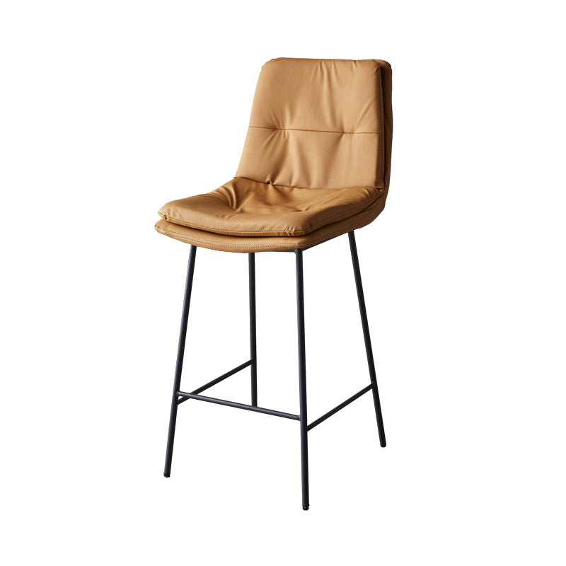 Contemporary Metal Leather Bar Stools Indoor Barstool with Iron Legs and Footrest Brown 1 Piece Counter Stool(26"H) Clearhalo 'Bar Furniture' 'Bar Stools' 'bar_stools' 'furn' 'furn_bar_stools' 'furniture_bar_stools' 'Kitchen & Dining Furniture' 'kitchen&dining_furn' 'kitchen' 'kitchen_furn' Furniture' 4654513