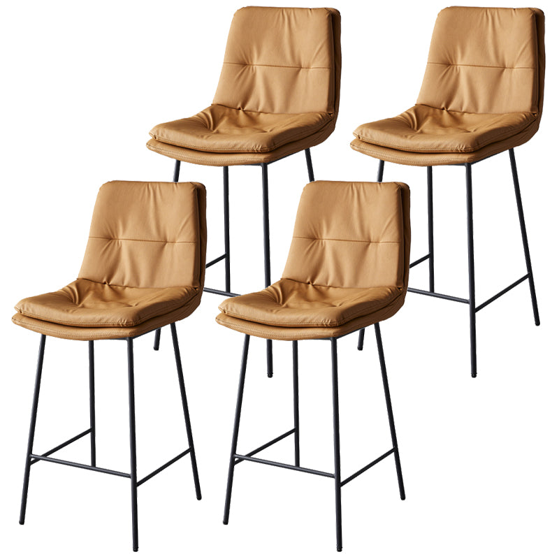 Contemporary Metal Leather Bar Stools Indoor Barstool with Iron Legs and Footrest Brown 4 Piece Set Counter Stool(26"H) Clearhalo 'Bar Furniture' 'Bar Stools' 'bar_stools' 'furn' 'furn_bar_stools' 'furniture_bar_stools' 'Kitchen & Dining Furniture' 'kitchen&dining_furn' 'kitchen' 'kitchen_furn' Furniture' 4654515