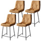 Contemporary Metal Leather Bar Stools Indoor Barstool with Iron Legs and Footrest Brown 4 Piece Set Short Stool(22"H) Clearhalo 'Bar Furniture' 'Bar Stools' 'bar_stools' 'furn' 'furn_bar_stools' 'furniture_bar_stools' 'Kitchen & Dining Furniture' 'kitchen&dining_furn' 'kitchen' 'kitchen_furn' Furniture' 4654518