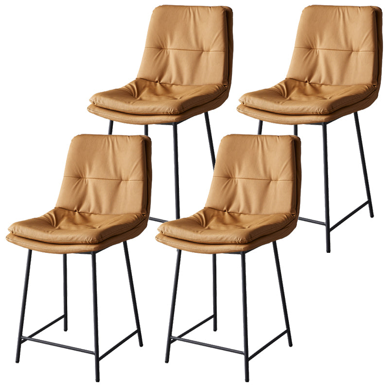 Contemporary Metal Leather Bar Stools Indoor Barstool with Iron Legs and Footrest Brown 4 Piece Set Short Stool(22"H) Clearhalo 'Bar Furniture' 'Bar Stools' 'bar_stools' 'furn' 'furn_bar_stools' 'furniture_bar_stools' 'Kitchen & Dining Furniture' 'kitchen&dining_furn' 'kitchen' 'kitchen_furn' Furniture' 4654518