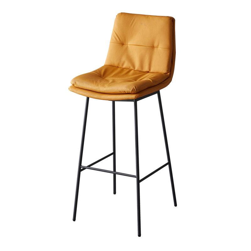 Contemporary Metal Leather Bar Stools Indoor Barstool with Iron Legs and Footrest Lemon Yellow 1 Piece Bar Stool(30"H) Clearhalo 'Bar Furniture' 'Bar Stools' 'bar_stools' 'furn' 'furn_bar_stools' 'furniture_bar_stools' 'Kitchen & Dining Furniture' 'kitchen&dining_furn' 'kitchen' 'kitchen_furn' Furniture' 4654519