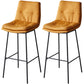 Contemporary Metal Leather Bar Stools Indoor Barstool with Iron Legs and Footrest Lemon Yellow 2 Piece Set Bar Stool(30"H) Clearhalo 'Bar Furniture' 'Bar Stools' 'bar_stools' 'furn' 'furn_bar_stools' 'furniture_bar_stools' 'Kitchen & Dining Furniture' 'kitchen&dining_furn' 'kitchen' 'kitchen_furn' Furniture' 4654520