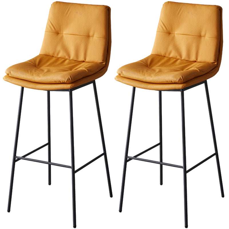 Contemporary Metal Leather Bar Stools Indoor Barstool with Iron Legs and Footrest Lemon Yellow 2 Piece Set Bar Stool(30"H) Clearhalo 'Bar Furniture' 'Bar Stools' 'bar_stools' 'furn' 'furn_bar_stools' 'furniture_bar_stools' 'Kitchen & Dining Furniture' 'kitchen&dining_furn' 'kitchen' 'kitchen_furn' Furniture' 4654520