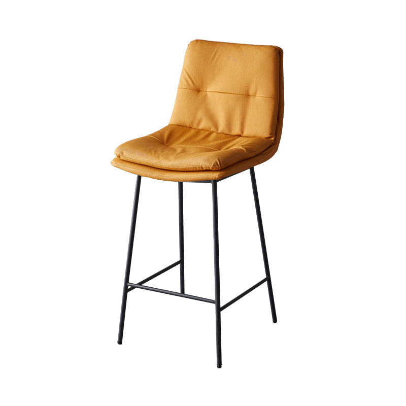 Contemporary Metal Leather Bar Stools Indoor Barstool with Iron Legs and Footrest Lemon Yellow 1 Piece Counter Stool(26"H) Clearhalo 'Bar Furniture' 'Bar Stools' 'bar_stools' 'furn' 'furn_bar_stools' 'furniture_bar_stools' 'Kitchen & Dining Furniture' 'kitchen&dining_furn' 'kitchen' 'kitchen_furn' Furniture' 4654522