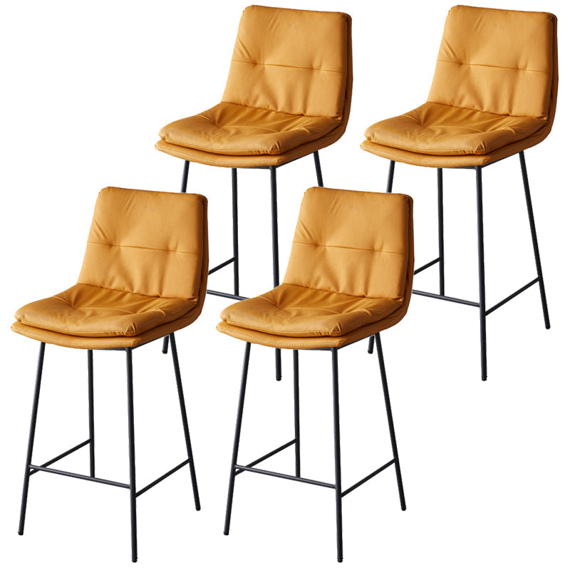 Contemporary Metal Leather Bar Stools Indoor Barstool with Iron Legs and Footrest Lemon Yellow 4 Piece Set Counter Stool(26"H) Clearhalo 'Bar Furniture' 'Bar Stools' 'bar_stools' 'furn' 'furn_bar_stools' 'furniture_bar_stools' 'Kitchen & Dining Furniture' 'kitchen&dining_furn' 'kitchen' 'kitchen_furn' Furniture' 4654524