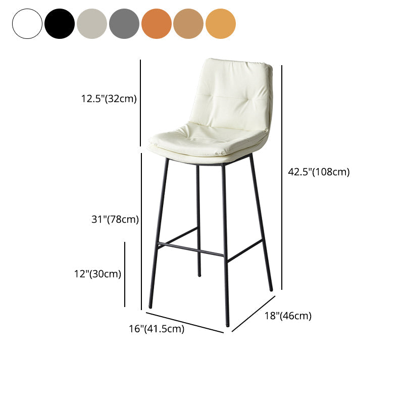 Contemporary Metal Leather Bar Stools Indoor Barstool with Iron Legs and Footrest Clearhalo 'Bar Furniture' 'Bar Stools' 'bar_stools' 'furn' 'furn_bar_stools' 'furniture_bar_stools' 'Kitchen & Dining Furniture' 'kitchen&dining_furn' 'kitchen' 'kitchen_furn' Furniture' 4654530