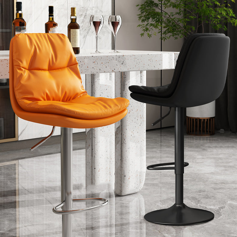 Contemporary Leather Adjustable Height Barstool Indoor Bar Stool with Iron Legs Clearhalo 'Bar Furniture' 'Bar Stools' 'bar_stools' 'furn' 'furn_bar_stools' 'furniture_bar_stools' 'Kitchen & Dining Furniture' 'kitchen&dining_furn' 'kitchen' 'kitchen_furn' Furniture' 4654537