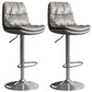 Contemporary Leather Adjustable Height Barstool Indoor Bar Stool with Iron Legs Light Gray Silver 2 Piece Set Clearhalo 'Bar Furniture' 'Bar Stools' 'bar_stools' 'furn' 'furn_bar_stools' 'furniture_bar_stools' 'Kitchen & Dining Furniture' 'kitchen&dining_furn' 'kitchen' 'kitchen_furn' Furniture' 4654546
