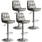 Contemporary Leather Adjustable Height Barstool Indoor Bar Stool with Iron Legs Light Gray Silver 4 Piece Set Clearhalo 'Bar Furniture' 'Bar Stools' 'bar_stools' 'furn' 'furn_bar_stools' 'furniture_bar_stools' 'Kitchen & Dining Furniture' 'kitchen&dining_furn' 'kitchen' 'kitchen_furn' Furniture' 4654548