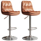 Contemporary Leather Adjustable Height Barstool Indoor Bar Stool with Iron Legs Brown Silver 2 Piece Set Clearhalo 'Bar Furniture' 'Bar Stools' 'bar_stools' 'furn' 'furn_bar_stools' 'furniture_bar_stools' 'Kitchen & Dining Furniture' 'kitchen&dining_furn' 'kitchen' 'kitchen_furn' Furniture' 4654555