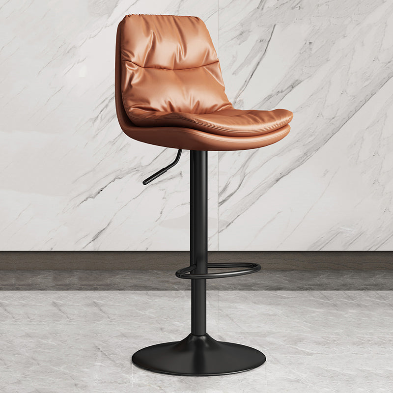 Contemporary Leather Adjustable Height Barstool Indoor Bar Stool with Iron Legs Brown Black 1 Piece Clearhalo 'Bar Furniture' 'Bar Stools' 'bar_stools' 'furn' 'furn_bar_stools' 'furniture_bar_stools' 'Kitchen & Dining Furniture' 'kitchen&dining_furn' 'kitchen' 'kitchen_furn' Furniture' 4654557