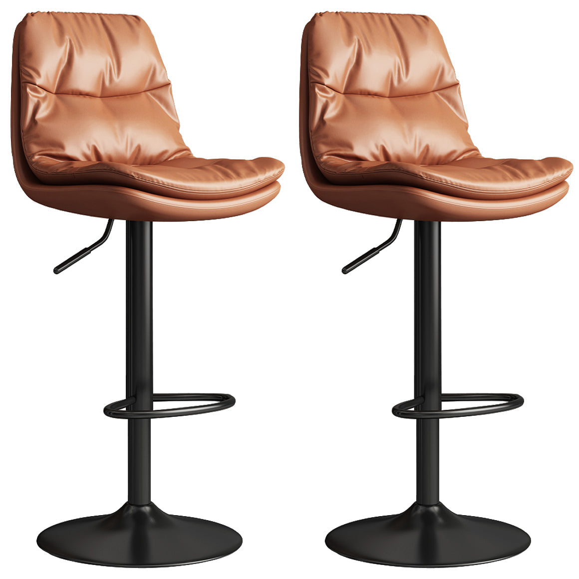 Contemporary Leather Adjustable Height Barstool Indoor Bar Stool with Iron Legs Brown Black 2 Piece Set Clearhalo 'Bar Furniture' 'Bar Stools' 'bar_stools' 'furn' 'furn_bar_stools' 'furniture_bar_stools' 'Kitchen & Dining Furniture' 'kitchen&dining_furn' 'kitchen' 'kitchen_furn' Furniture' 4654558