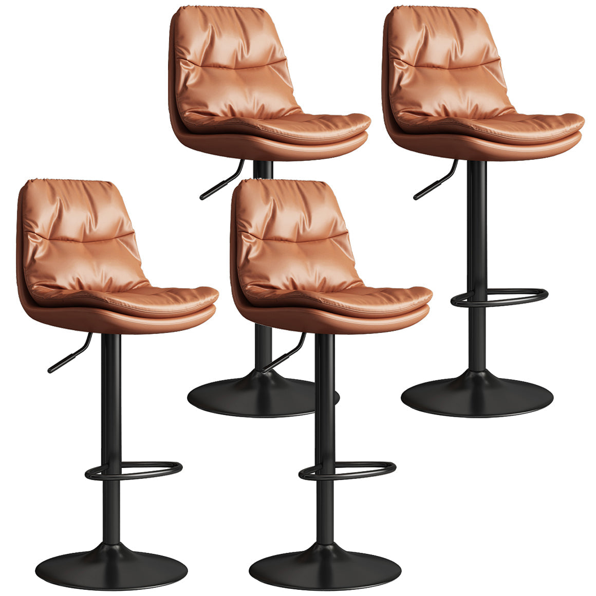 Contemporary Leather Adjustable Height Barstool Indoor Bar Stool with Iron Legs Brown Black 4 Piece Set Clearhalo 'Bar Furniture' 'Bar Stools' 'bar_stools' 'furn' 'furn_bar_stools' 'furniture_bar_stools' 'Kitchen & Dining Furniture' 'kitchen&dining_furn' 'kitchen' 'kitchen_furn' Furniture' 4654559