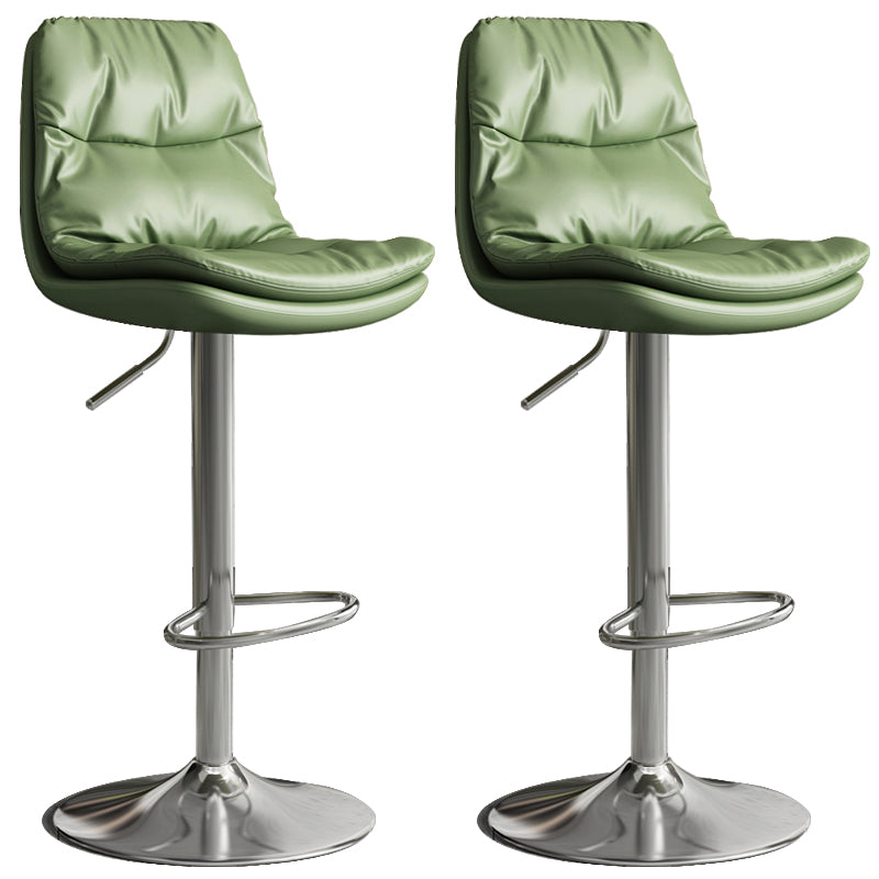 Contemporary Leather Adjustable Height Barstool Indoor Bar Stool with Iron Legs Green Silver 2 Piece Set Clearhalo 'Bar Furniture' 'Bar Stools' 'bar_stools' 'furn' 'furn_bar_stools' 'furniture_bar_stools' 'Kitchen & Dining Furniture' 'kitchen&dining_furn' 'kitchen' 'kitchen_furn' Furniture' 4654561