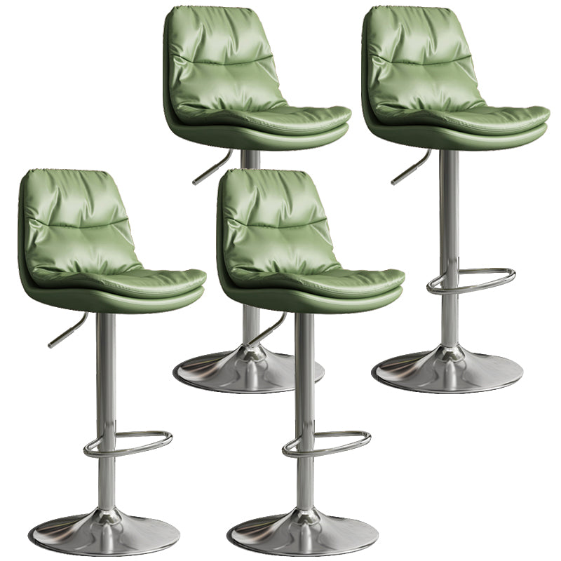 Contemporary Leather Adjustable Height Barstool Indoor Bar Stool with Iron Legs Green Silver 4 Piece Set Clearhalo 'Bar Furniture' 'Bar Stools' 'bar_stools' 'furn' 'furn_bar_stools' 'furniture_bar_stools' 'Kitchen & Dining Furniture' 'kitchen&dining_furn' 'kitchen' 'kitchen_furn' Furniture' 4654562