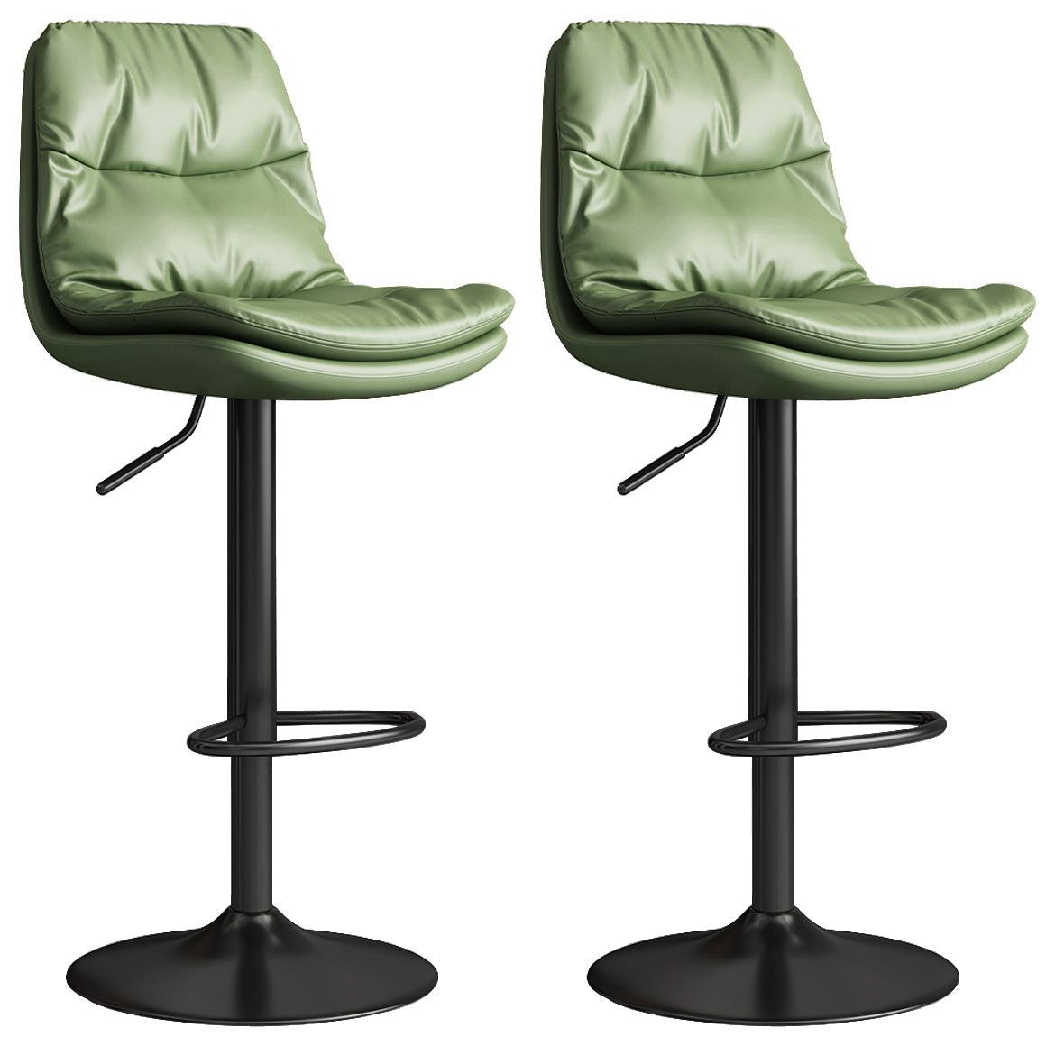 Contemporary Leather Adjustable Height Barstool Indoor Bar Stool with Iron Legs Green Black 2 Piece Set Clearhalo 'Bar Furniture' 'Bar Stools' 'bar_stools' 'furn' 'furn_bar_stools' 'furniture_bar_stools' 'Kitchen & Dining Furniture' 'kitchen&dining_furn' 'kitchen' 'kitchen_furn' Furniture' 4654564