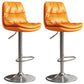 Contemporary Leather Adjustable Height Barstool Indoor Bar Stool with Iron Legs Orange Silver 2 Piece Set Clearhalo 'Bar Furniture' 'Bar Stools' 'bar_stools' 'furn' 'furn_bar_stools' 'furniture_bar_stools' 'Kitchen & Dining Furniture' 'kitchen&dining_furn' 'kitchen' 'kitchen_furn' Furniture' 4654567