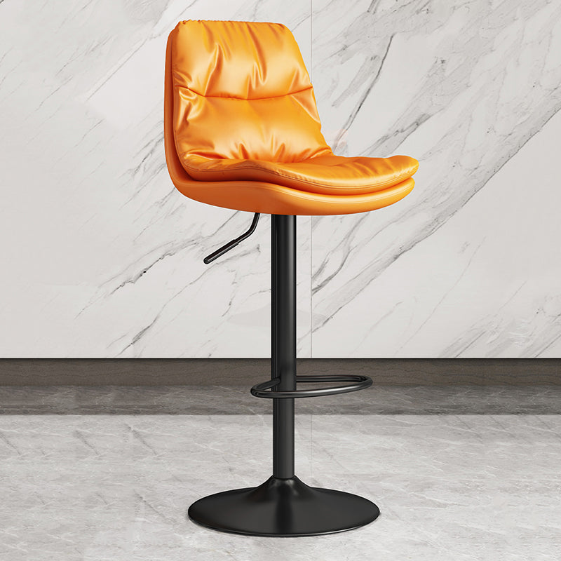 Contemporary Leather Adjustable Height Barstool Indoor Bar Stool with Iron Legs Orange Black 1 Piece Clearhalo 'Bar Furniture' 'Bar Stools' 'bar_stools' 'furn' 'furn_bar_stools' 'furniture_bar_stools' 'Kitchen & Dining Furniture' 'kitchen&dining_furn' 'kitchen' 'kitchen_furn' Furniture' 4654569