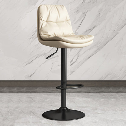 Contemporary Leather Adjustable Height Barstool Indoor Bar Stool with Iron Legs Off-White Black 1 Piece Clearhalo 'Bar Furniture' 'Bar Stools' 'bar_stools' 'furn' 'furn_bar_stools' 'furniture_bar_stools' 'Kitchen & Dining Furniture' 'kitchen&dining_furn' 'kitchen' 'kitchen_furn' Furniture' 4654575