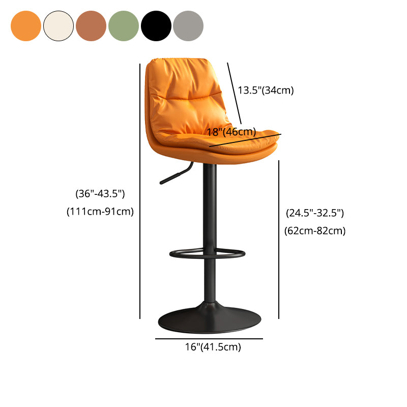 Contemporary Leather Adjustable Height Barstool Indoor Bar Stool with Iron Legs Clearhalo 'Bar Furniture' 'Bar Stools' 'bar_stools' 'furn' 'furn_bar_stools' 'furniture_bar_stools' 'Kitchen & Dining Furniture' 'kitchen&dining_furn' 'kitchen' 'kitchen_furn' Furniture' 4654578