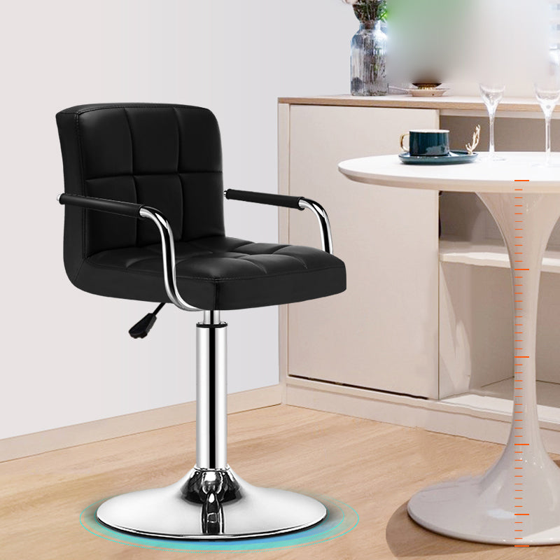 Modern Armrest Backrest Counter Stool Steel Cashier Bar Stool with Cushion Black 1 Piece Clearhalo 'Bar Furniture' 'Bar Stools' 'bar_stools' 'furn' 'furn_bar_stools' 'furniture_bar_stools' 'Kitchen & Dining Furniture' 'kitchen&dining_furn' 'kitchen' 'kitchen_furn' Furniture' 4654606