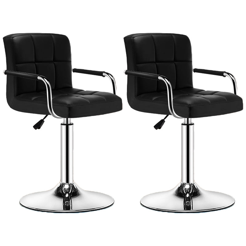 Modern Armrest Backrest Counter Stool Steel Cashier Bar Stool with Cushion Black 2 Piece Set Clearhalo 'Bar Furniture' 'Bar Stools' 'bar_stools' 'furn' 'furn_bar_stools' 'furniture_bar_stools' 'Kitchen & Dining Furniture' 'kitchen&dining_furn' 'kitchen' 'kitchen_furn' Furniture' 4654607