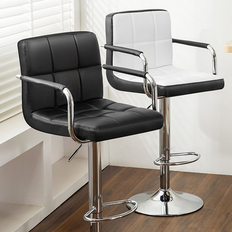 Modern Armrest Backrest Counter Stool Steel Cashier Bar Stool with Cushion Clearhalo 'Bar Furniture' 'Bar Stools' 'bar_stools' 'furn' 'furn_bar_stools' 'furniture_bar_stools' 'Kitchen & Dining Furniture' 'kitchen&dining_furn' 'kitchen' 'kitchen_furn' Furniture' 4654609