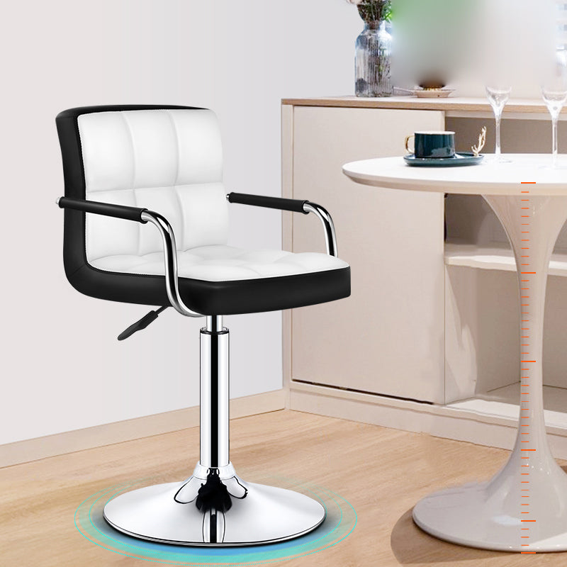 Modern Armrest Backrest Counter Stool Steel Cashier Bar Stool with Cushion Black Outer & White Inner 1 Piece Clearhalo 'Bar Furniture' 'Bar Stools' 'bar_stools' 'furn' 'furn_bar_stools' 'furniture_bar_stools' 'Kitchen & Dining Furniture' 'kitchen&dining_furn' 'kitchen' 'kitchen_furn' Furniture' 4654611