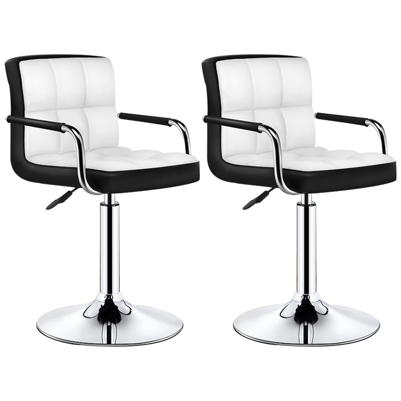 Modern Armrest Backrest Counter Stool Steel Cashier Bar Stool with Cushion Black Outer & White Inner 2 Piece Set Clearhalo 'Bar Furniture' 'Bar Stools' 'bar_stools' 'furn' 'furn_bar_stools' 'furniture_bar_stools' 'Kitchen & Dining Furniture' 'kitchen&dining_furn' 'kitchen' 'kitchen_furn' Furniture' 4654614