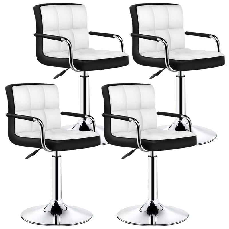 Modern Armrest Backrest Counter Stool Steel Cashier Bar Stool with Cushion Black Outer & White Inner 4 Piece Set Clearhalo 'Bar Furniture' 'Bar Stools' 'bar_stools' 'furn' 'furn_bar_stools' 'furniture_bar_stools' 'Kitchen & Dining Furniture' 'kitchen&dining_furn' 'kitchen' 'kitchen_furn' Furniture' 4654615