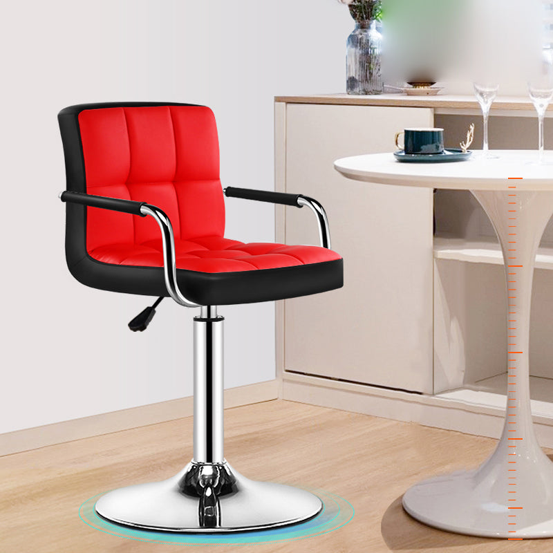 Modern Armrest Backrest Counter Stool Steel Cashier Bar Stool with Cushion Red-Black 1 Piece Clearhalo 'Bar Furniture' 'Bar Stools' 'bar_stools' 'furn' 'furn_bar_stools' 'furniture_bar_stools' 'Kitchen & Dining Furniture' 'kitchen&dining_furn' 'kitchen' 'kitchen_furn' Furniture' 4654618