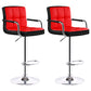 Modern Armrest Backrest Counter Stool Steel Cashier Bar Stool with Cushion Rose Red-Black 2 Piece Set Clearhalo 'Bar Furniture' 'Bar Stools' 'bar_stools' 'furn' 'furn_bar_stools' 'furniture_bar_stools' 'Kitchen & Dining Furniture' 'kitchen&dining_furn' 'kitchen' 'kitchen_furn' Furniture' 4654625