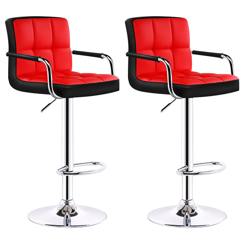 Modern Armrest Backrest Counter Stool Steel Cashier Bar Stool with Cushion Rose Red-Black 2 Piece Set Clearhalo 'Bar Furniture' 'Bar Stools' 'bar_stools' 'furn' 'furn_bar_stools' 'furniture_bar_stools' 'Kitchen & Dining Furniture' 'kitchen&dining_furn' 'kitchen' 'kitchen_furn' Furniture' 4654625